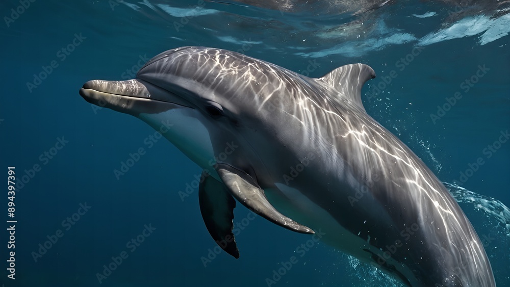 Naklejka premium A dolphin soaring above the sea with joy