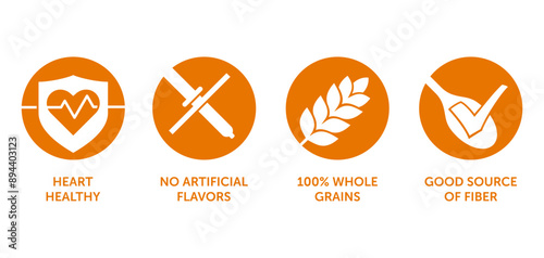 Icons set for breakfast cereals, circles with negative space
