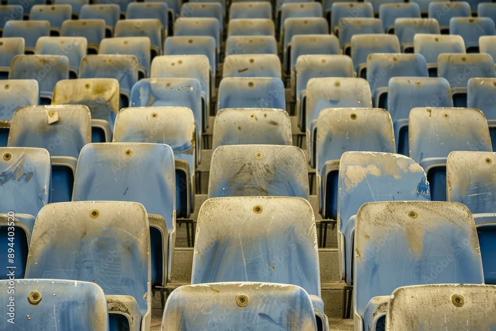 Fototapeta premium Empty snow-covered stands of the stadium. Beautiful simple AI generated image in 4K, unique.