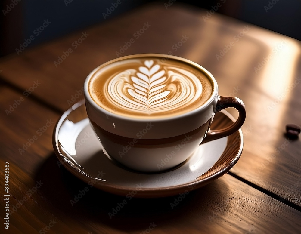 Photo of a coffee latte with latte art in a studio photo with good lighting Photo of a coffee latte with latte art in a studio photo with good lighting