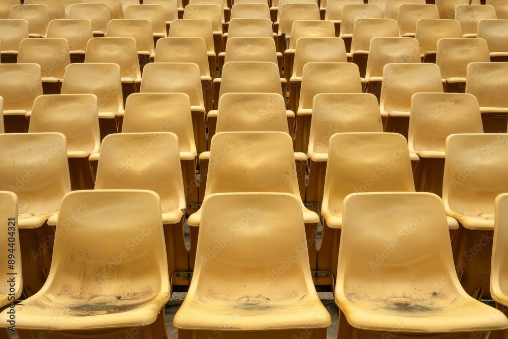 Fototapeta premium Empty snow-covered stands of the stadium. Beautiful simple AI generated image in 4K, unique.