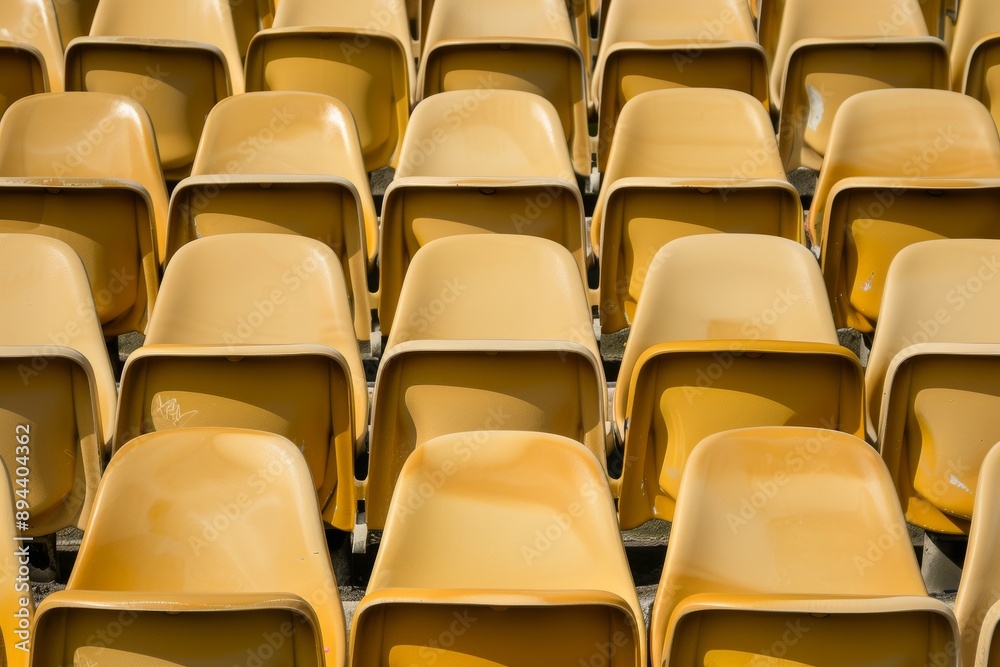 Obraz premium Empty stands and seats for fans and fans in the open-air stadium. Lack of fans during the pandemic.. Beautiful simple AI generated image in 4K, unique.