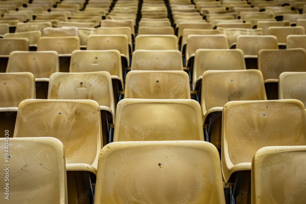 Empty stands and seats for fans and fans in the open-air stadium. Lack of fans during the pandemic.. Beautiful simple AI generated image in 4K, unique.