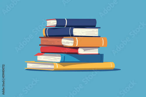 Pile of books flat vector illustration with color background, cartoon style, high resolution