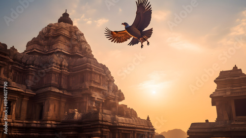 Hindu Garuda Over Temple