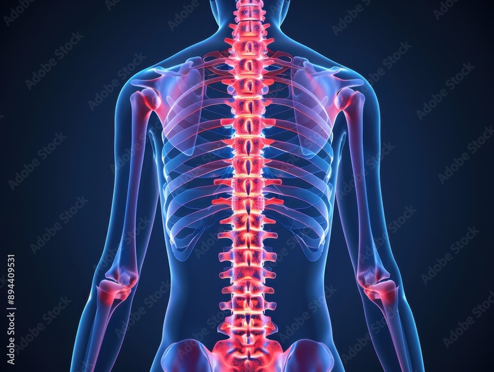 Spinal Injury Radiograph, detailed three-dimensional view of a spinal injury for trauma analysis, ample copy space for text, comprehensive focus and depth of field. Spinal Injury Radiograph, detailed three-dimensional view of a spinal injury for trauma analysis, ample copy space for text, comprehensive focus and depth of field.
