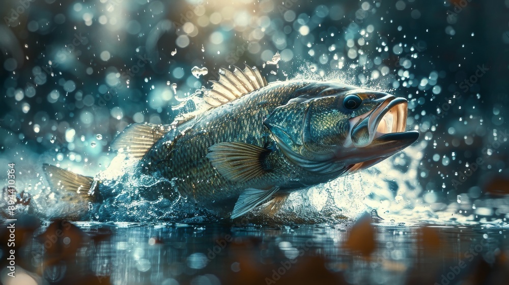 big fish jumping out of the water against the backdrop of nature big fish jumping out of the water against the backdrop of nature