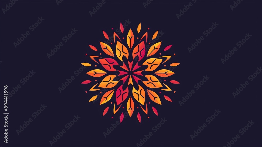 Fototapeta premium Abstract Orange And Red Leaf Mandala