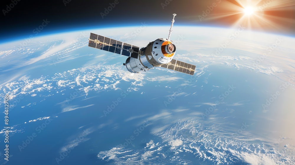 Obraz premium Orbit development with advanced control systems, space mission success