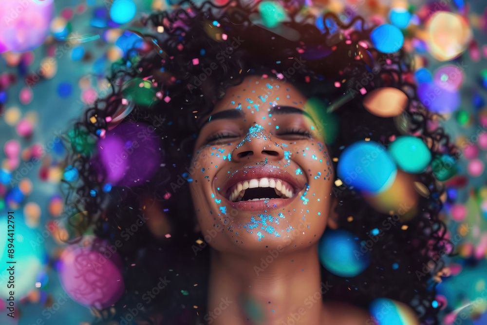 Woman Celebrating With Confetti Woman Celebrating With Confetti