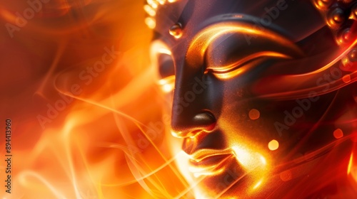 Enlightened Universe: Divine Golden Buddha Abstract Background photo