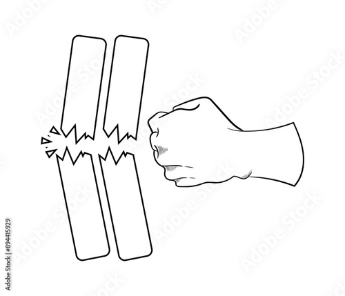 Tameshiwari icon. Punch icon. Linear style. Vector icon.