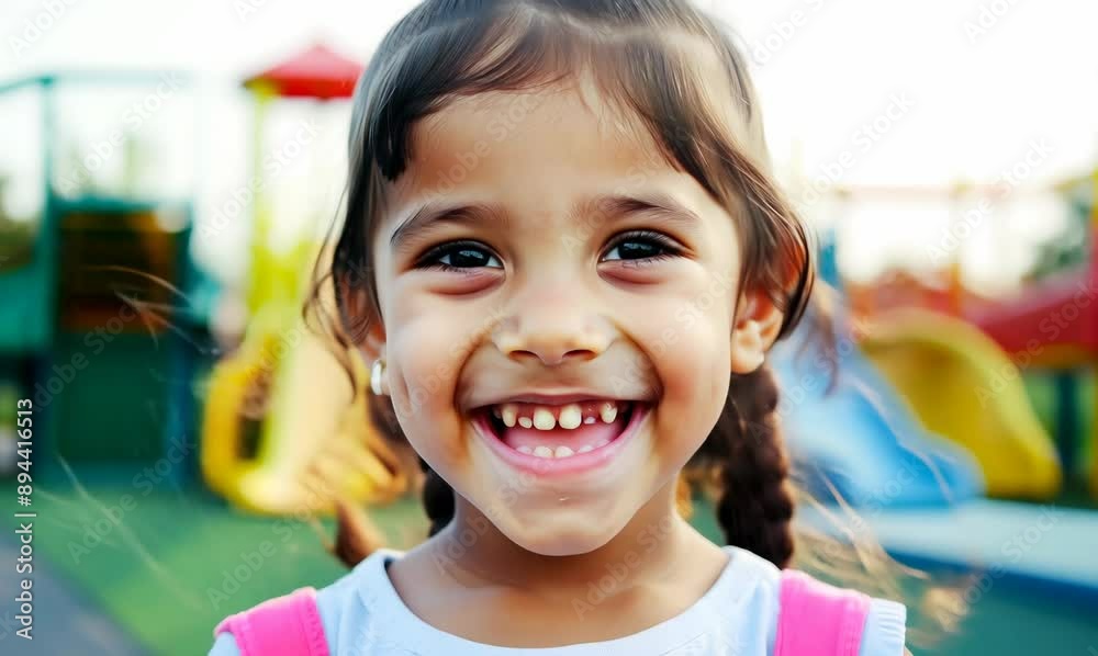 Portrait of a smiling little girl on the playground in the park Portrait of a smiling little girl on the playground in the park