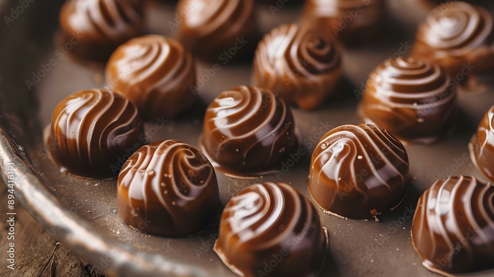 Chocolate candies with caramel filling laid out img Chocolate candies with caramel filling laid out img