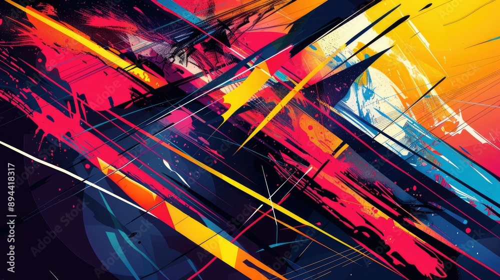 Naklejka premium A dynamic abstract background with bold, intersecting lines and vibrant colors