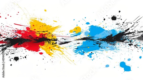 Colorful Paint Splatter on White Background