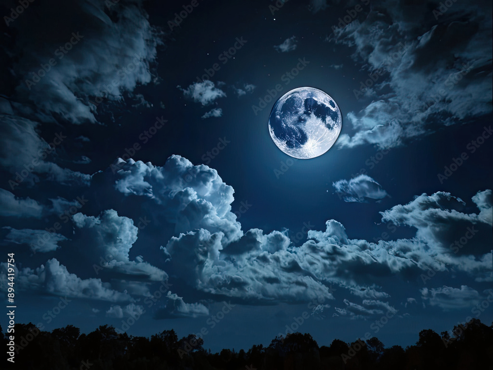 Night sky with moon and clouds