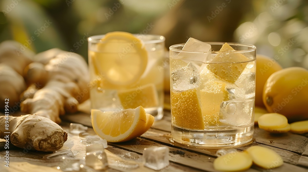 Ginger ice cubes served in a glass img Ginger ice cubes served in a glass img