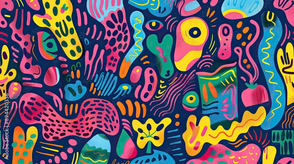 A playful background with whimsical doodles and bright, cheerful colors A playful background with whimsical doodles and bright, cheerful colors