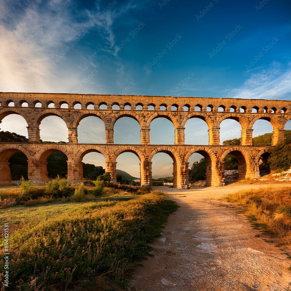 Fototapeta premium Roman aqueduct, AI generated