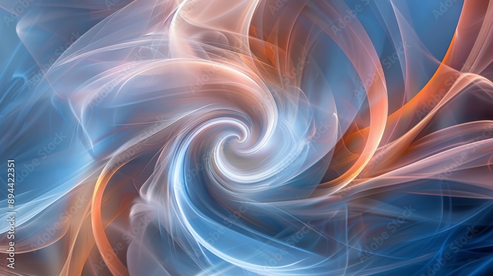 Abstract swirl with waves of light in shades of blue, orange, and white, creating a captivating visual experience Abstract swirl with waves of light in shades of blue, orange, and white, creating a captivating visual experience