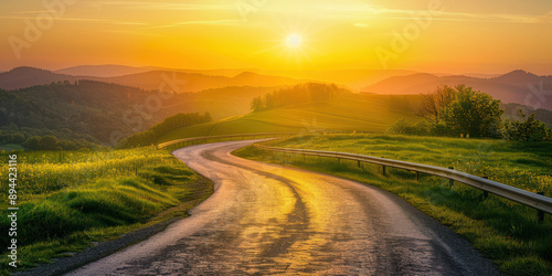 Wallpaper Mural Winding Road Through Countryside at Sunset Torontodigital.ca