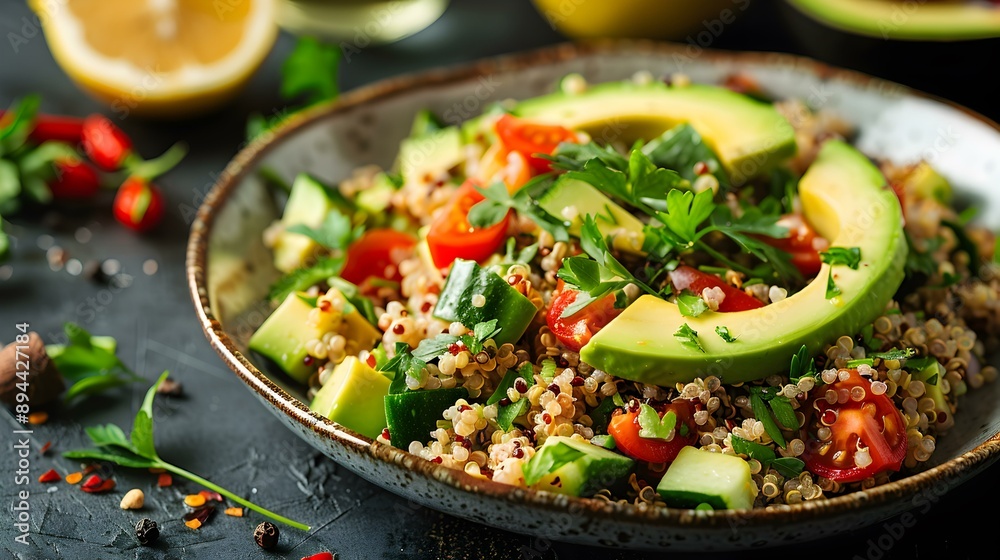Quinoa salad with vegetables and herbs picture Quinoa salad with vegetables and herbs picture