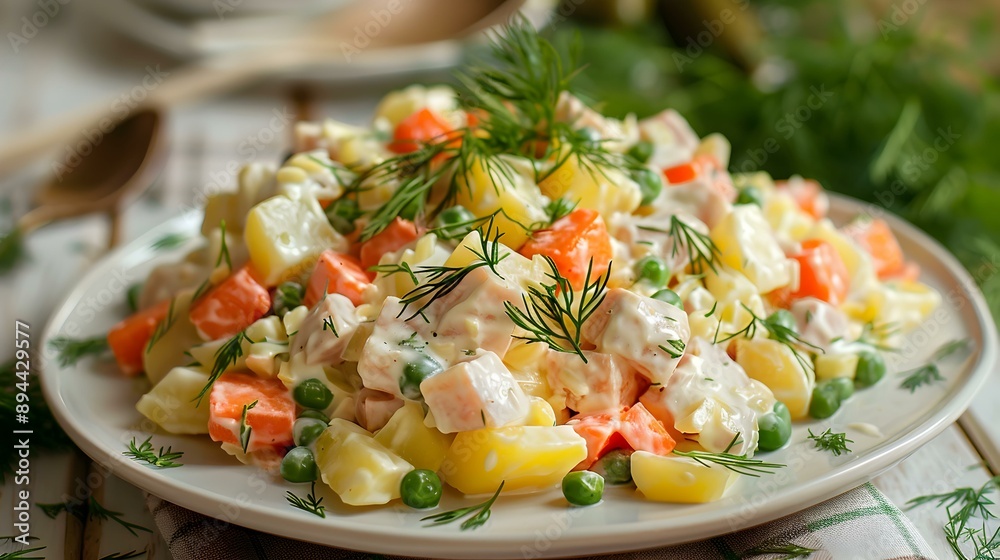 A salad consisting of diced potatoes carrots peas img A salad consisting of diced potatoes carrots peas img