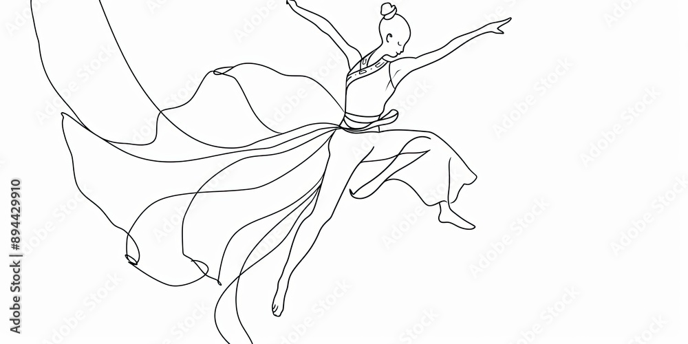 Minimalist Line Drawing of Ballerina Minimalist Line Drawing of Ballerina