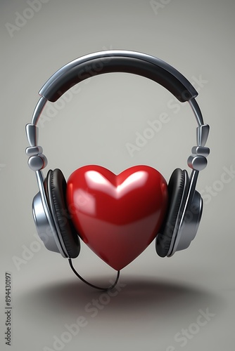 Heart Wearing Headphones, Music-Themed Illustration, Musical Love Background