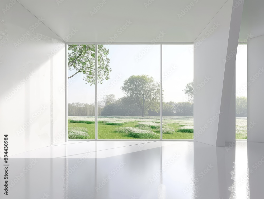 Fototapeta premium Bright Minimalist Room with Large Window