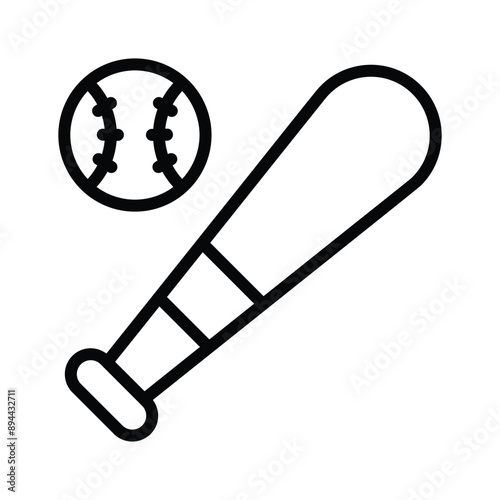 An icon of ball with bat denoting concept icon of baseball