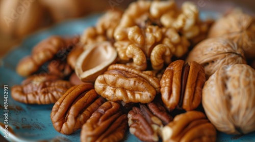 Close-up of Pecans and Walnuts