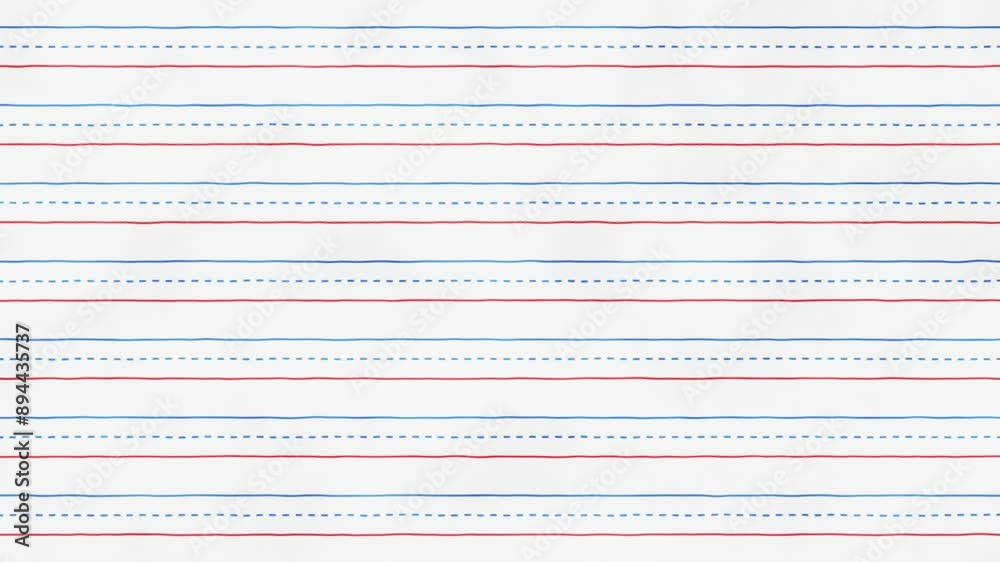 Horizontal lines and dashed lines on white paper motion background. Doodle red and blue line on grunge animated background. Pattern, graph, page, sheet, exercise book paper texture. Horizontal lines and dashed lines on white paper motion background. Doodle red and blue line on grunge animated background. Pattern, graph, page, sheet, exercise book paper texture.