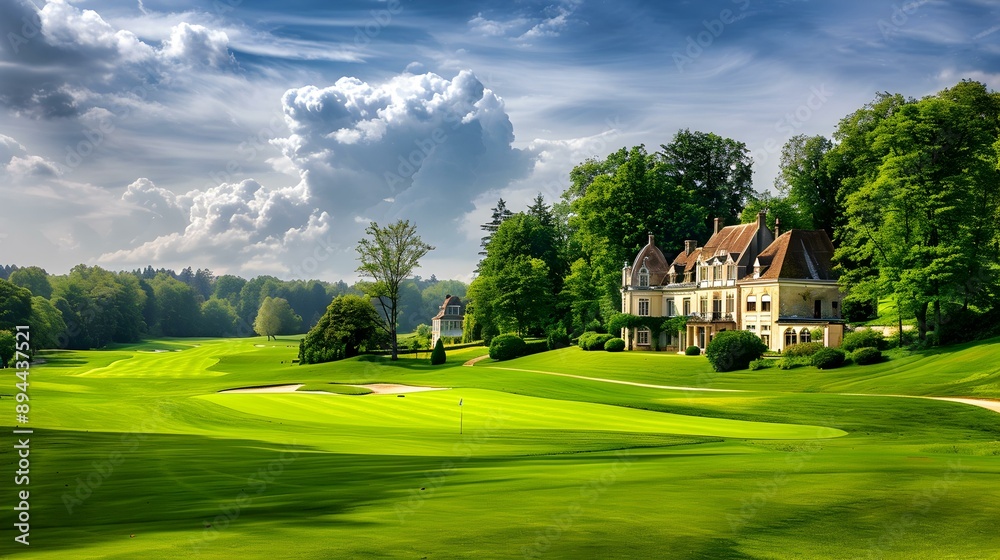 Golf course on the grounds of an ancient picture Golf course on the grounds of an ancient picture