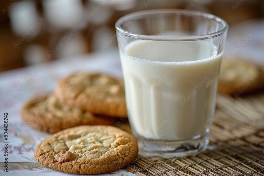 Milk Cookies. Delicious Baked Cookies with Glass of Milk, Good Food Concept Milk Cookies. Delicious Baked Cookies with Glass of Milk, Good Food Concept