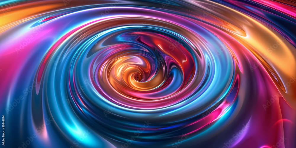 A spiral shape forms an abstract gradient of colors, with three-dimensional effects and psychedelic neon hues. A spiral shape forms an abstract gradient of colors, with three-dimensional effects and psychedelic neon hues.