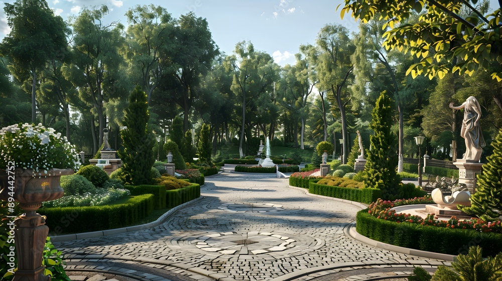 A landscape with a luxurious park A landscape with a luxurious park