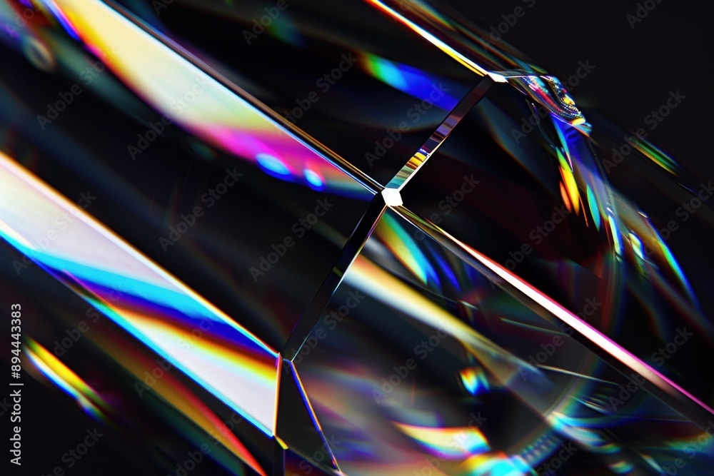 Close-up of a multifaceted crystal reflecting vivid light Close-up of a multifaceted crystal reflecting vivid light