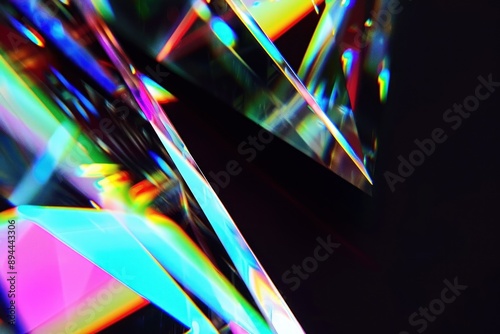 Colorful prism reflections with abstract shapes shining.