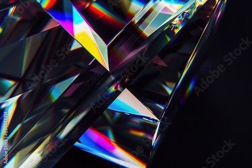 Sharp prismatic light reflections with vivid color spectrum.