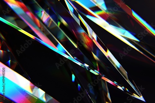 Abstract light-playing prisms forming colorful reflections. photo