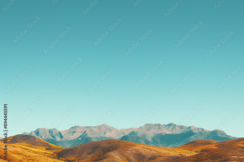 Fototapeta premium コピースペースのある紅葉した秋の山と空の背景 