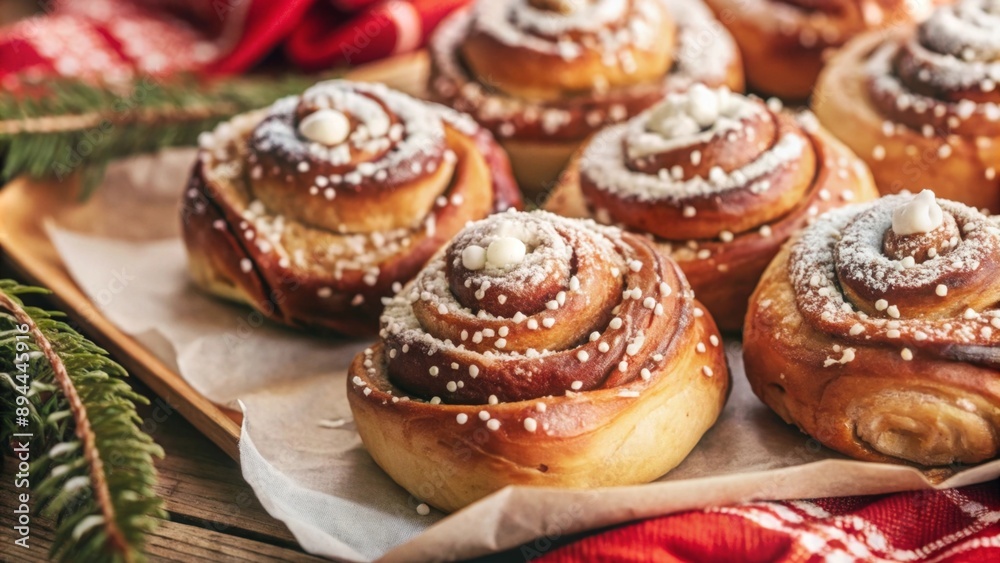 Swedish Cinnamon Buns Sweet buns filled with cinnamon and sugar, topped with pearl sugar. Swedish Cinnamon Buns Sweet buns filled with cinnamon and sugar, topped with pearl sugar.