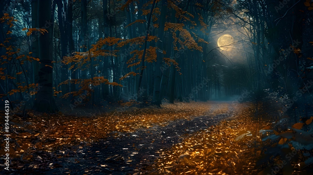 Fototapeta premium Autumn night in the forest image