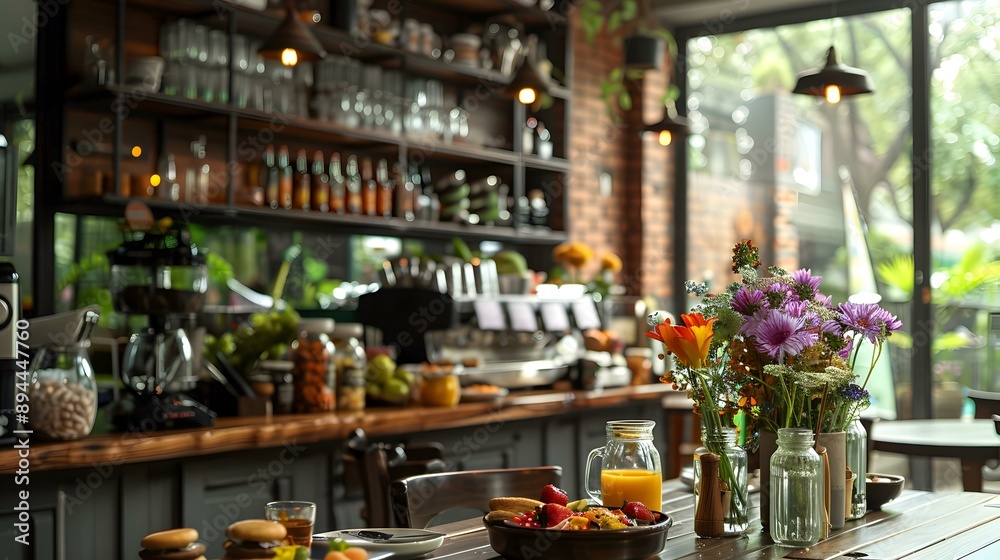 Brunch in a cozy cafe with a variety picture