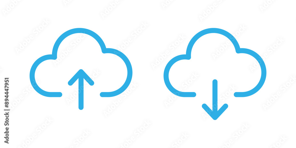 Cloud download and upload icon set Cloud download and upload icon set