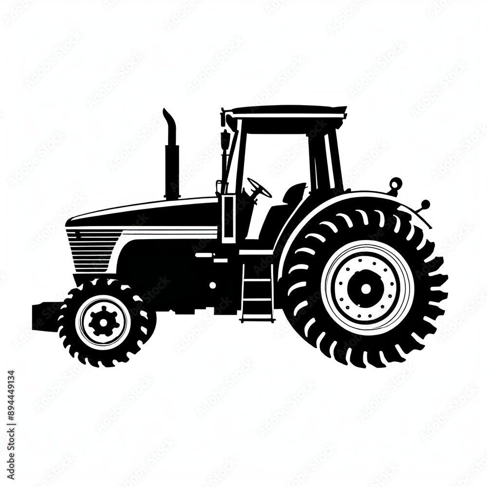 Isolated Farm Vehicle Design in Black and White Isolated Farm Vehicle Design in Black and White