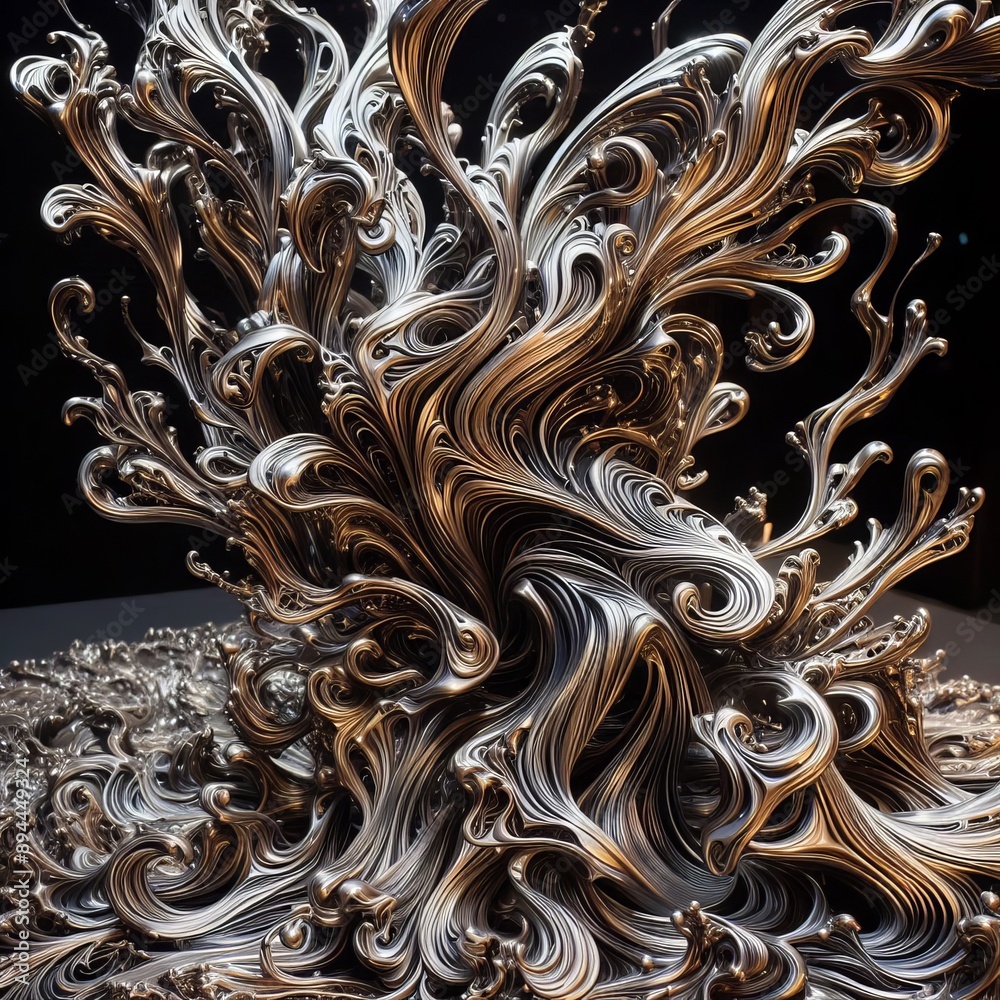 21 63. Liquid Metal Sculpture_ A sculpture made from liquid meta