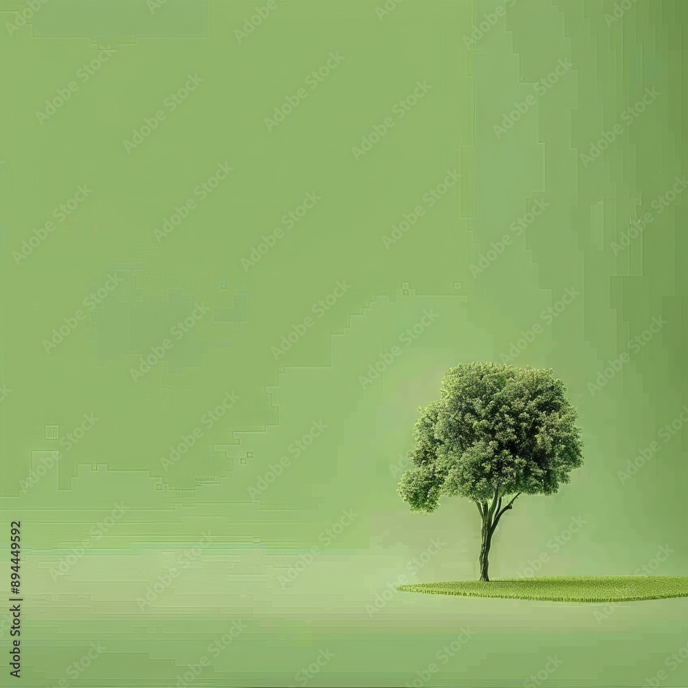 A Tree against Green Background with Copy Space A Tree against Green Background with Copy Space
